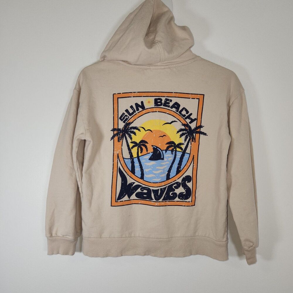 Tommy Bahama Boys Size 7/8 MED Full Zip Hooded Fleece Hoodie Beach Graphic